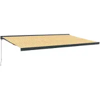 vidaXL Marquise rétractable jaune et blanc 5x3 m Tissu et aluminium