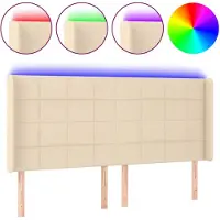 vidaXL Tête de lit LED Crème 163x16x118/128 cm Tissu