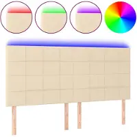 vidaXL Tête de lit LED Crème 160x5x118/128 cm Tissu