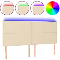 vidaXL Tête de lit LED Crème 200x5x118/128 cm Tissu