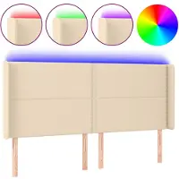 vidaXL Tête de lit LED Crème 183x16x118/128 cm Tissu