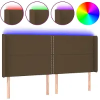 vidaXL Tête de lit LED brun foncé 183x16x118/128 cm Tissu