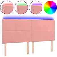 vidaXL LED Tête de lit rose 200x5x118/128 cm velours