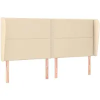 vidaXL Tête de lit avec oreilles Crème 183x23x118/128 cm Tissu
