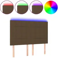 vidaXL Tête de lit LED brun foncé 144x5x118/128 cm Tissu