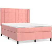 vidaXL Lit boxspring avec matelas rose 140x190 cm velours