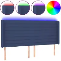 vidaXL Tête de lit LED bleue 183x16x118/128 cm Tissu