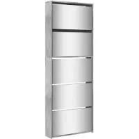 vidaXL Armoire à chaussures miroir 5 niveaux gris béton 63x17x169,5 cm