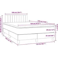vidaXL Lit boxspring avec matelas noir 120x190 cm Tissu