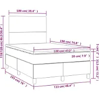 vidaXL Lit boxspring avec matelas gris clair 120x190 cm velours