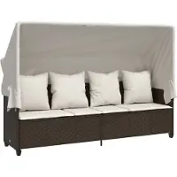 vidaXL Bain de soleil avec toit et coussins Marron Poly Rattan