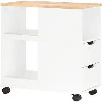 SoBuy Table d'appoint - FBT130-WN - 2 tiroirs et étagères - 60 x 30 x 60 cm - Blanc
