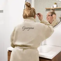 Yoursurprise Peignoir en éponge pour femme - avec prénom - Beige - L/XL