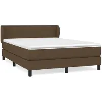 vidaXL Lit boxspring avec matelas Marron foncé 140x200 cm Tissu