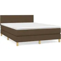 vidaXL Lit boxspring avec matelas Marron foncé 140x200 cm Tissu