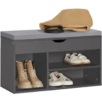SoBuy Banc à Chaussures Blanc avec Coussin