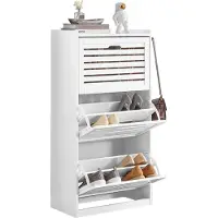 SoBuy FSR119-W Meuble à chaussures avec 3 tiroirs - 55 x 30 x 112 cm - Blanc