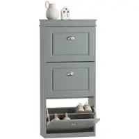 SoBuy Rayon à chaussures - 3 portes pliantes - 53 x 24 x 117 cm - Gris