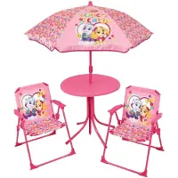 Big Buy Cooking Fun House Pat'patrouille Salon De Jardin - 1 Table 46xø46 Cm, 2 Chaises H.53xl.38,5xp.37,5cm Et 1 Parasol