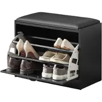 SoBuy Banc Armoire à Chaussures avec Coussin - Noir