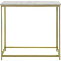 SoBuy Table console - Plateau blanc - Cadre doré - 80x75x30 cm - FSB29-G