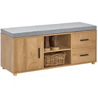SoBuy Banc Rangement Chaussures avec Coussin, Porte et Tiroirs