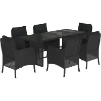 vidaXL Ensemble de jardin 7 pièces avec coussins Noir Poly Rattan