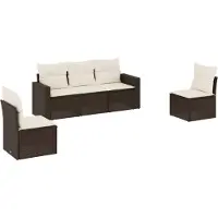 vidaXL Ensemble de salon de jardin 5 pièces avec coussins Marron Poly Rattan