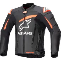 Alpinestars Veste En Cuir GP Plus V4 Black Red Fluo White, Taille: 48