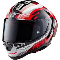 Alpinestars Équipe S-R10 Casque Intégral Rouge/Blanc/Carbone L unisex