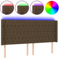 vidaXL Tête de lit LED brun foncé 203x16x118/128 cm Tissu