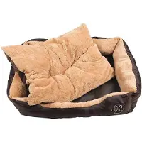 Markenartikel Panier pour chien et animaux 90x70cm brun - Corbeille Lit avec coussin amovible