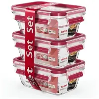 Tefal MasterSeal N10511, Set, Rectangulaire, 0,45 l, Transparent, Rouge, Verre, 420 °C