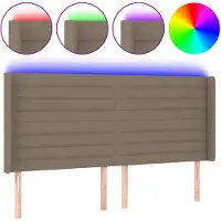 vidaXL Tête de lit LED Taupe 163x16x118/128 cm Tissu