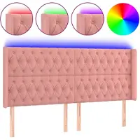 vidaXL Tête de lit LED rose 183x16x118/128 cm velours