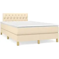 vidaXL Lit Boxspring avec matelas Crème 120x200 cm Tissu