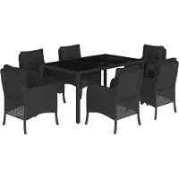 vidaXL Ensemble de jardin 7 pièces avec coussins Noir Poly Rattan