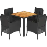 vidaXL Ensemble de jardin 5 pièces avec coussins Noir Poly Rattan
