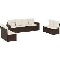 vidaXL Salon de jardin 8 pcs avec coussins marron résine tressée