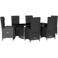 vidaXL Ensemble de jardin 7 pièces avec coussins Noir Poly Rattan