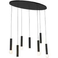 QAZQA Suspension design ovale noire 7 lumières - Tuba