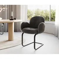 DELIFE Cantilever Nube-Flex avec accoudoirs microvelours anthracite vintage pied cantilever plat noir ressorts ensachés