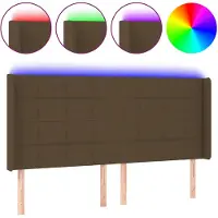 vidaXL Tête de lit LED brun foncé 183x16x118/128 cm Tissu