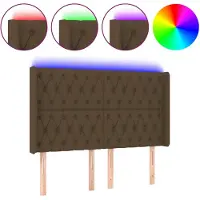 vidaXL Tête de lit LED brun foncé 147x16x118/128 cm Tissu