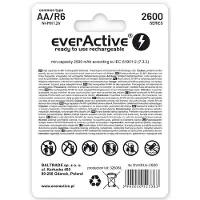 EverActive PROFESSIONAL LINE R6/AA, Batterie rechargeable Ni-MH 2600 mAh, 4 pièces