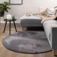 NATURL. Tapis rond à poils courts - Cozy Anthracite | Ø 230 cm | Rond | Pile courte