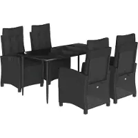 vidaXL Ensemble de jardin 5 pièces avec coussins Noir Poly Rattan