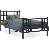 DKD Home Decor Cadre de lit avec tête et pied de lit en métal noir 90x190 cm