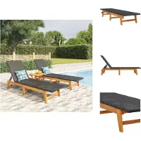 vidaXL Bains de soleil 2 pcs. noir marron Poly rotin bois massif acacia