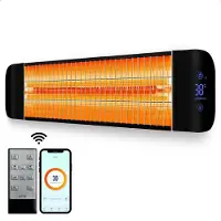 Gologi Smart Terrace Heater - Chauffage électrique - 2000W - Chauffage - Contrôlé par App ou télécommande - Fixation murale - Intérieur et extérieur - Noir